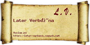 Later Verbéna névjegykártya
